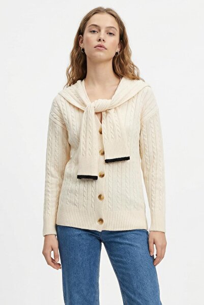 Rays Buttoned Knitted Cardigan Ecru 2470