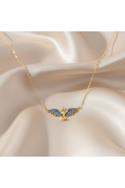 Medusa Gift 925 Ayar Gümüş 14 Ayar Altın Kaplama Anka Kuşu Kolye Gold