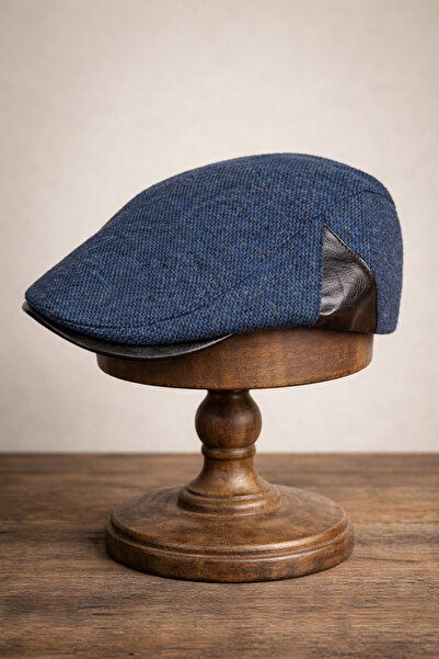 Külah قبعة مسطحة للرجال من مزيج الصوف مع حواف جلدية |   قابل للتعديل |   قبعة...