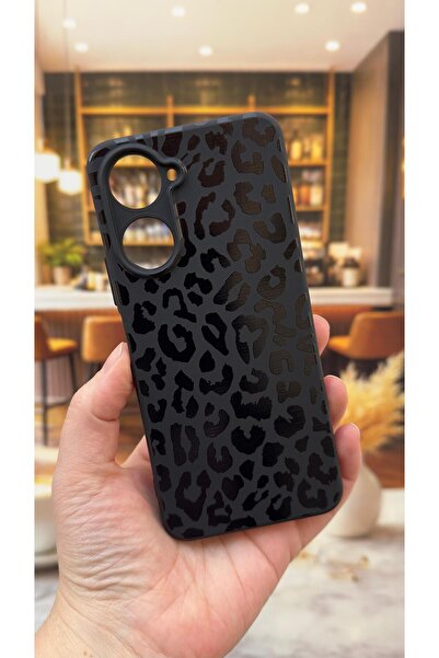 Vip Case Realme 10 Compatible Black Leopard Patterned Silicone Shock-Absorbin...