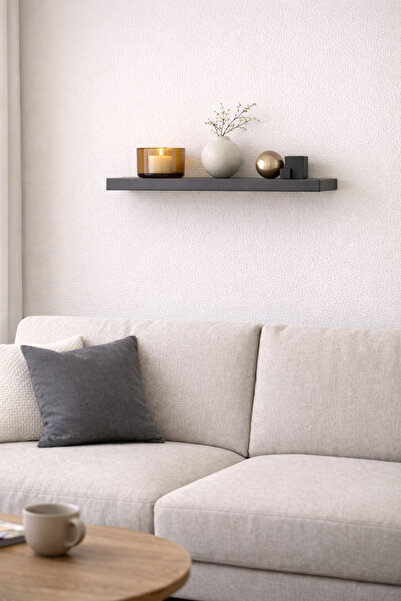 origa , Antrasit Mdf , Gizli Montajlı Duvar Rafı 50x15cm 1 Adet Raf