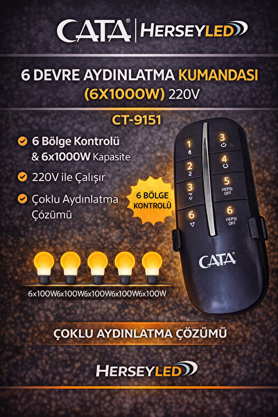 Cata 6 Devre Aydınlatma Kumandası (6X1000W) 220V Ct-9151