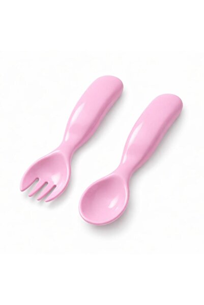 Mamajoo Ergonomik Beslenme Kaşık & Çatal Seti Pembe, 6 Ay+ İkili