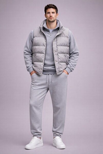 THANBUTİK Padded Inflatable Vest Half Zip Fleece Sweat and Fleece Tracksuit 3...
