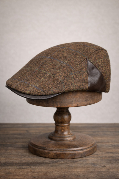 Külah Leather Trim Wool Blend Men's Flat Cap Hat |   Adjustable |   Classic &...