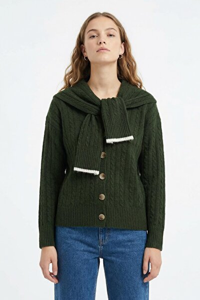 Rays Buttoned Knitted Cardigan Khaki 2470