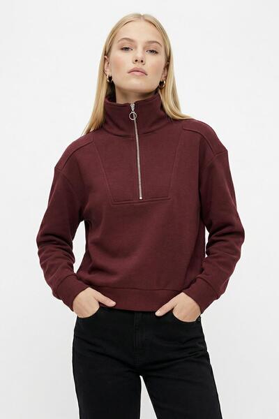 Rays Zipper Detail Sweater Plum 3065A