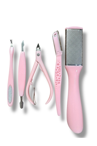 Croc PS01 Pembe Kişisel Bakım Seti 5li, Topuk Törpüsü, Tırnak Pensi, Kaş Ustu...