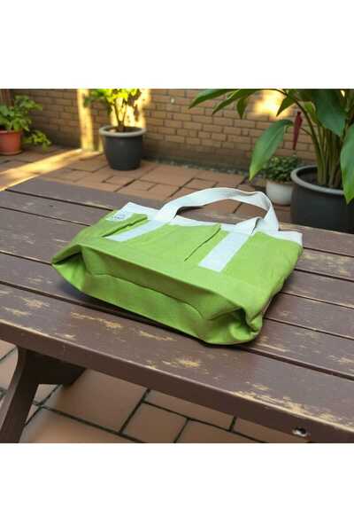 Malika KALIN BEZ KANVAS DOKUMA ORTA BOY üç cepli ÇOK KULANIŞLI KOL ÇANTASI