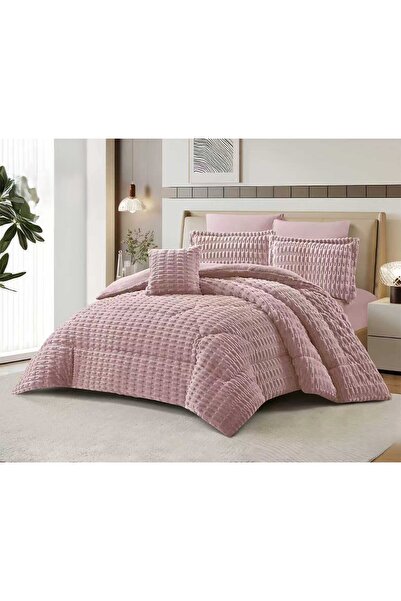 ALMIADD Luxurious winter bedspread, velvet with a plain embossed faux fur cov...