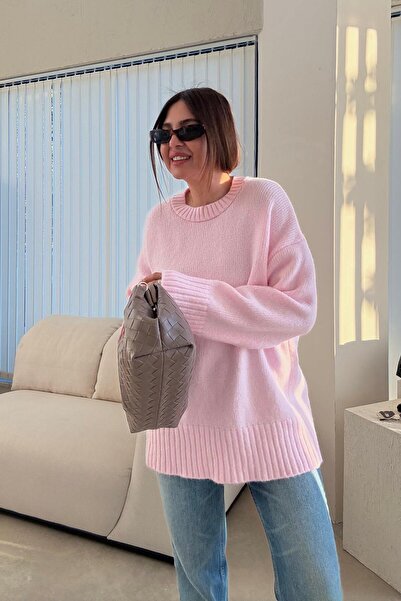 ELVAN TOLON Pulover roz guler rotund