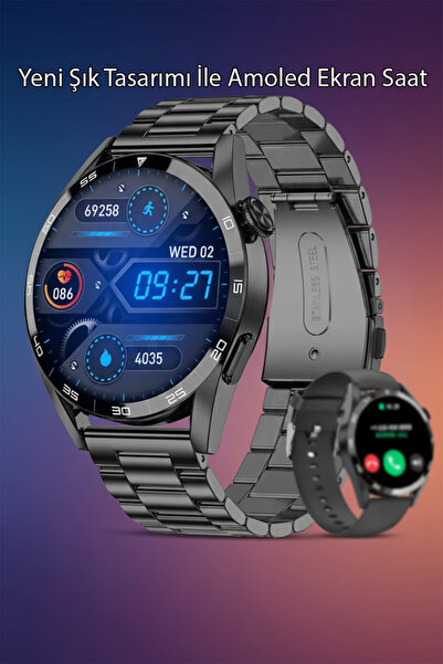 Tekvora AMOLED Ekranlı GPS Özellikli Akıllı Saat – Sesli Görüşme, NFC, Sağlık...