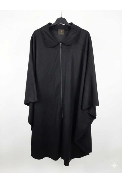 GigiTex Black Long Poncho Fleece Length 120 cm Standard Size (36--60)