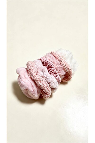 NO BRAND Set 7 elastice pentru păr, puf și pluș – Roz