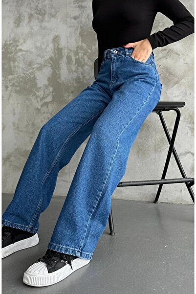 LA TUBA Women's High Waist Flexible Palazzo Jeans Pants