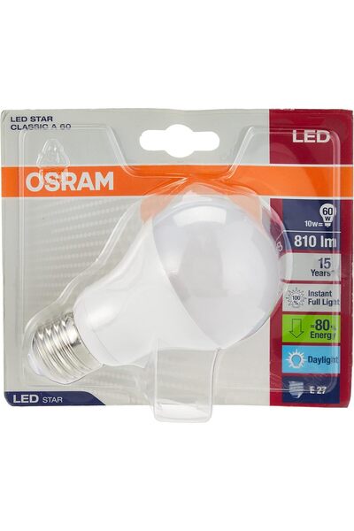Osram 968: PARATHOM LED CL"A" 10W /9W/ SCREW DAYLIGHT 2PC SET
