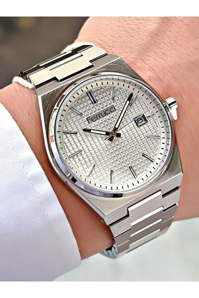 Ferrucci Special Design Calendar Silver Color Steel Band Men's Wristwatch Frc...
