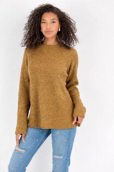 Miss Poem Women's Colorful Ribbed Knit Sweater