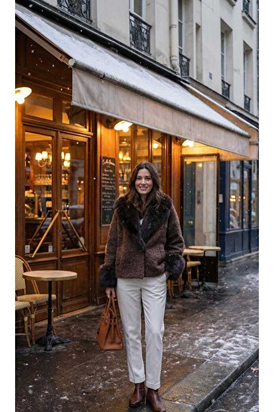 LAGRANZE Women's Fur Collar Plush Winter Coat