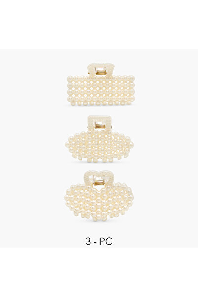 Lifestyle Pack of 3 Assorted Hair Clamp with Pearl Embellishment