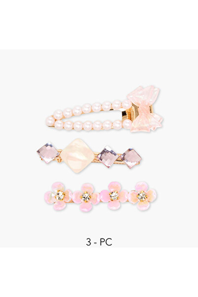 Lifestyle عبوة من 3 مشابك شعر مزينة بالمعدن