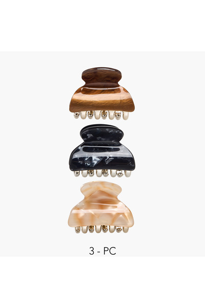 Lifestyle عبوة من 3 مشابك شعر منحنية بلمسة نهائية رخامية