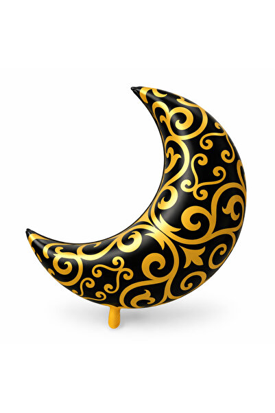 Behind party store Ramadan Themed Black Gold Moon Foil Balloon 75×67 cm |   A...