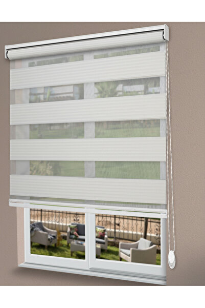 Perdego Şehrazat Serisi Ekru Renk - Pileli Zebra Perde