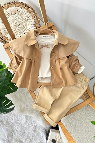 Minigimin Cicileri Miniğimin Cicileri Trenç Ceketli Gömlek ve Pantolon 3’lü K...