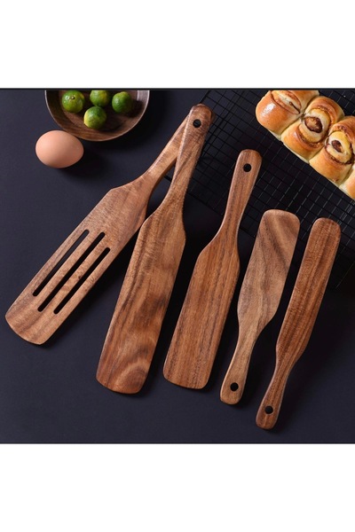 cc bin shihon 5-piece wooden cooking spoon set