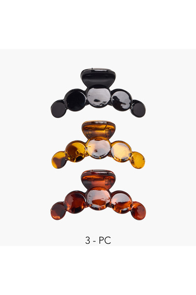 Lifestyle Pack of 3 Curved Shape Hair Clamps with Marble Design