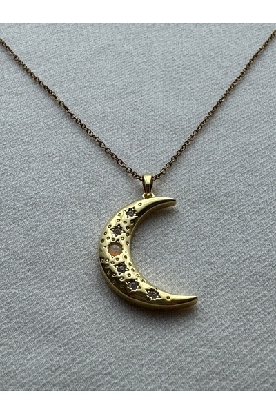 LuneraDesign Minimal Ay Figürlü Gold Renk Kadın Kolye – Günlük Kullanım