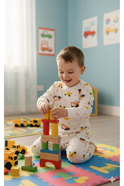 Anne&Bebek Devrez Car Patterned Combed Cotton Pajama Set Cotton