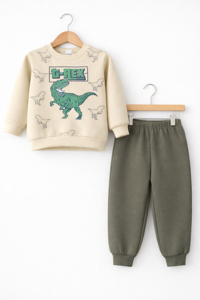 esmababykids Boy's 3-Layer Thick Fleece Top and Bottom Set