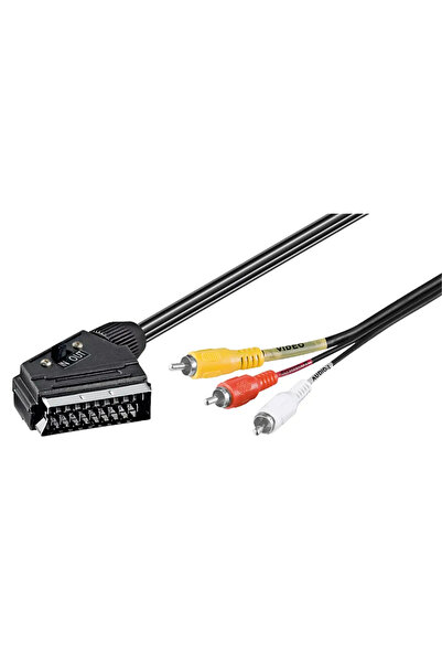 OEM AudioVideo Cable 2m SCART male - 3x RCA male with IN/OUT switch