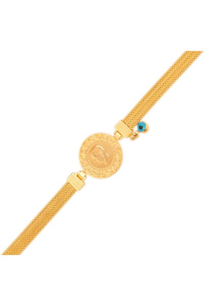 H.M Hakan Mücevherat Hasır Üç Sıralı Çeyrekli Bileklik 14 Ayar Altın