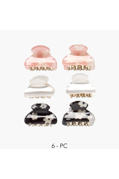 Lifestyle Pack of 6 Hair Clamps with Floral Print
