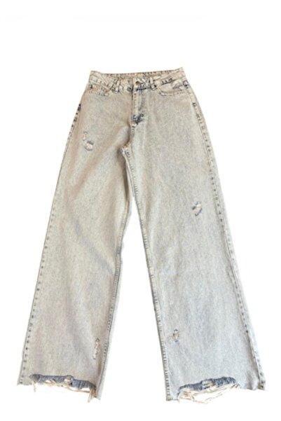 OEM Women's Wide Leg Denim Jeans Light Blue
