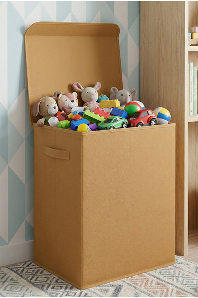 PH Prendi Home Beige Lid Toy Box Foldable Stain Resistant Children's Room Bas...