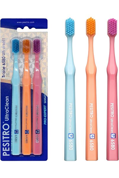 PESITRO UltraClean Triple 6580 Ultra Soft Toothbrush, 3 Pack, Ultra-X Bristle...