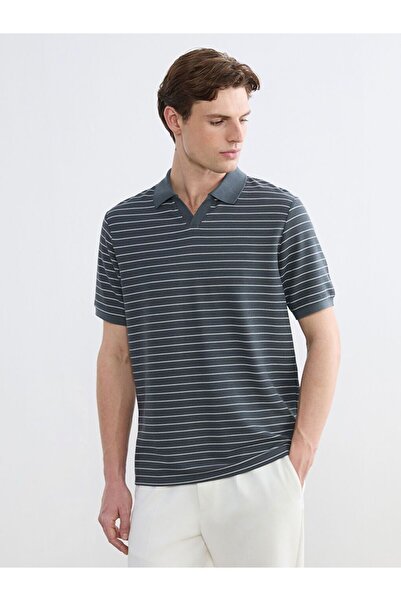 LC Waikiki Μπλουζάκι SOUTHBLUE με ριγέ λαιμόκοψη πόλο