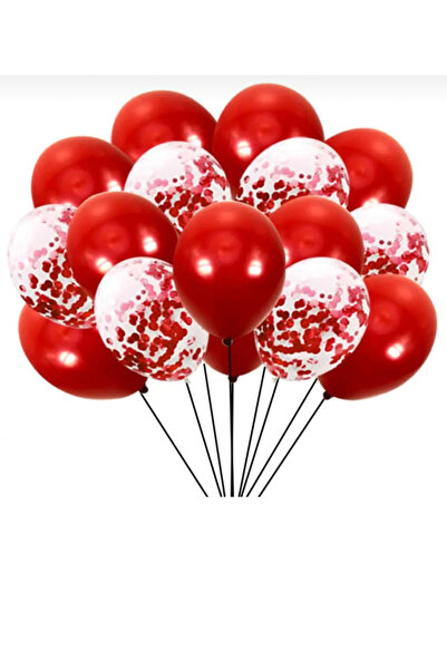 Öztürkpartievi Kırmızı Konfetili Balon 20 Adet