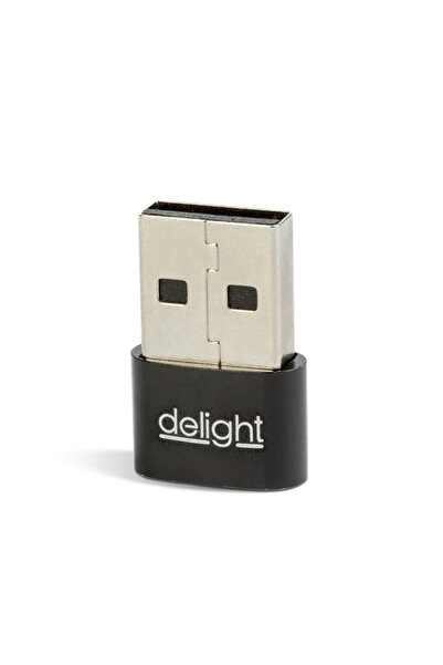 DELIGHT Adaptor Type-C mama - USB-A tata 2.4A 5V negru compact 55556BK