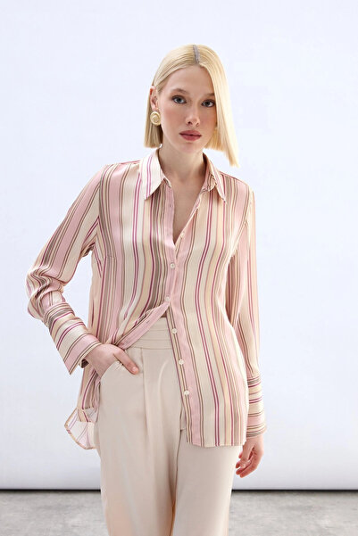 Sateen Colorful Striped Shirt - Powder