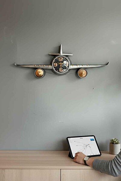 ROSSEV Decorative Aviator Retro Metal Airplane Wall Clock