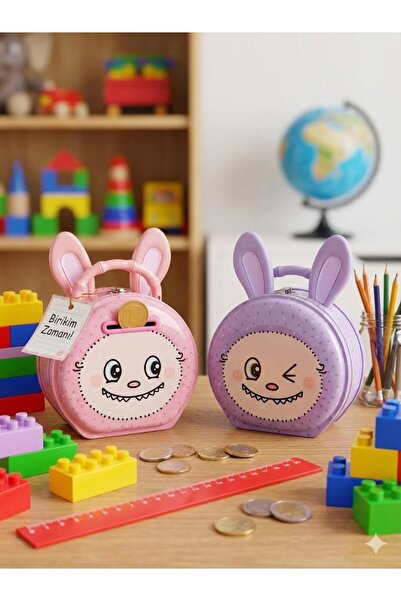 BiTon Toptan Sevimli Labubu Figürlü Kilitli Metal Kumbara - Çocuklar İçin Par...