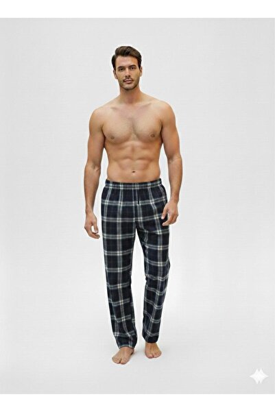 Erse Pantaloni de pijama termici pentru bărbați, în carouri, moi, cu buzunare...