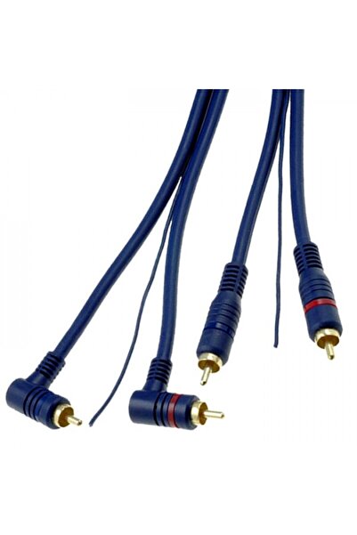 OEM Cablu RCA x2 tata - RCA x2 la 90 grade tata 5m dublu-ecranat cu fir remot...
