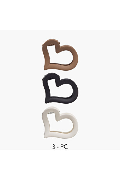 Lifestyle Pack of 3 Heart Shape Hair Clamps with Matte Finish