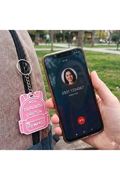 NFC Acil Durum Anahtarlığı - Akıllı Çanta Süsü ve Güvenlik Etiketi - Okut ve ...